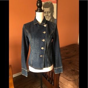 KENNETH COLE dark wash fitted jean jacket